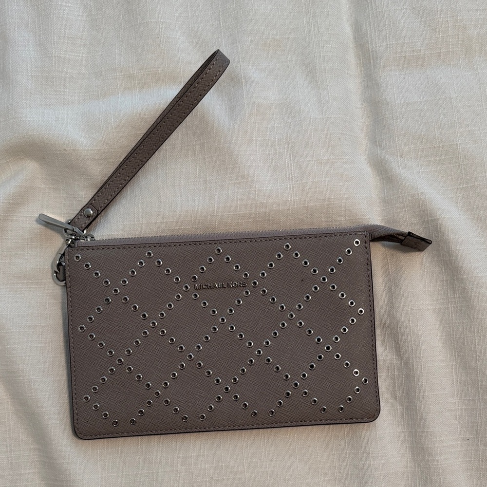 Michael Kors Studded Gray Wristlet